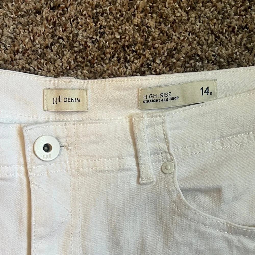 Lot 3 pairs J. Jill Denim High Rise Straight Leg Crop Jeans White Pink Tan 14 - Picture 4 of 11